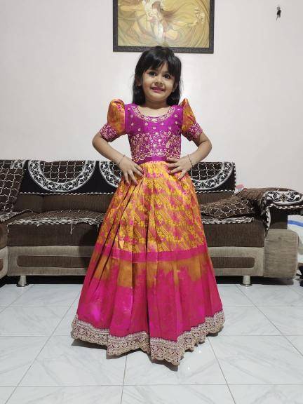 NEW LAUNCING KIDS GOWN kanjivaram silk Kids party wear wholesale Delhi